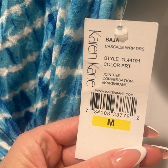 NWT Karen Kane Womens Cascade Wrap BLUE BAJA Dress MADE IN USA Medium - Picture 7 of 14